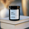 Bougie parfumée Opulence 150 g en verre ambré – vue de face